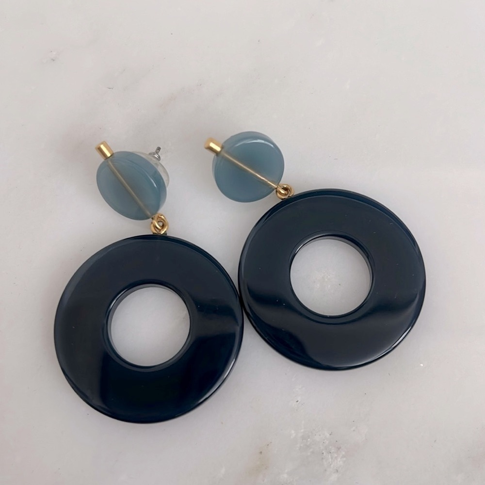 Fun two-tone JCrew blue earrings with gold-tone accent.